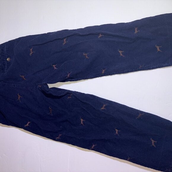 Hartstrings Embroidered Navy Corduroy Pants with Chocolate Lab Dog - size 6 - Picture 4 of 9